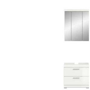 Badmöbel-Set SCHLOONSEE  2 tlg.  bestehend aus: Waschbeckenunterschrank  Spiegelschrank  in verschiedenen Farben erhältlich  Badmöbel  Kombination  Badezimmer  Schloonsee ¦ weiß ¦ Maße (cm): B: 60 H: 191