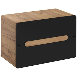 Waschtischunterschrank 80 cm new-luton in seidenmatt anthrazit mit Wotan Eiche Nb., 2 Schubkästen, b/h/t ca. 80/53/46 cm - grau