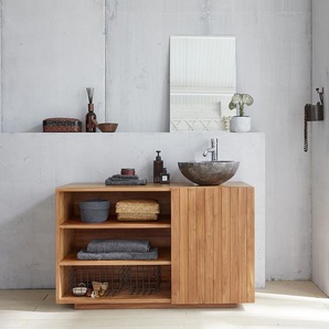 Waschtischunterschrank aus massivem Teakholz 120 cm