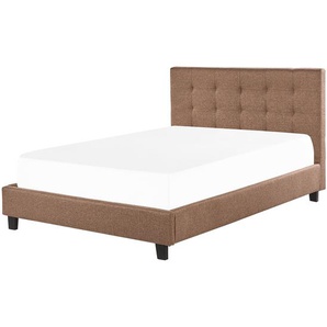 Wasserbett braun, Doppelbett 140 x 200 cm, mit gepolsterten Rahmen und Knopfverzierung