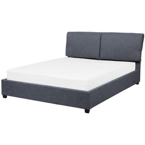 Wasserbettt Grau Stoff Leinenoptik mit Matratze 140 x 200 cm Heizung Schaumstoffrahmen und Zubehör Modern Doppelbett Schlafzimmer Möbel