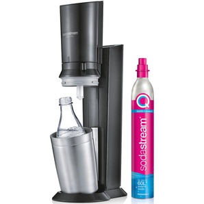 Wassersprudler SODASTREAM Crystal 3.0 schwarz Wassersprudler mit Quick Connect CO2-Zylinder und 1x Glaskaraffe 0,7 L