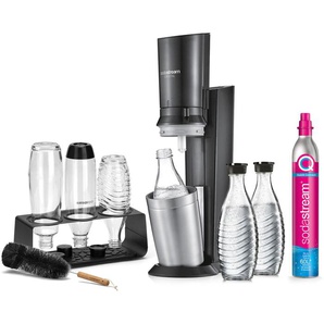 Wassersprudler SODASTREAM »Crystal« Mega-Bundle schwarz Wassersprudler Wassersprudler, CO2-Zyl., Glaskaraffen, Abtropfhalter, Flaschenbürste
