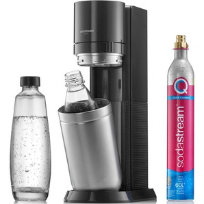 Wassersprudler SODASTREAM DUO schwarz Wassersprudler CO2-Zylinder, 1L Glasflasche, spülmaschinenfeste Kunststoff-Flasche