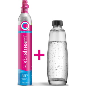 Wassersprudler SODASTREAM QC-Reservepack bunt Wassersprudler 1x Quick Connect CO2-Zylinder (Ergiebigkeit: 60L), 1L Glasflasche