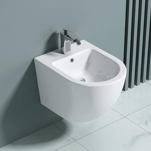Doporro - WC-Bidet Düren179 Weiß 48,5x36x33 cm aus Keramik Wand-Bidet mit Überlauf