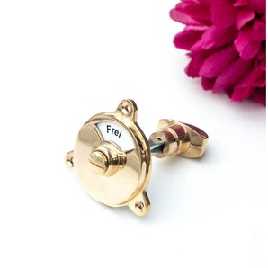 WC-Drehverschluss für Toilettentüren-mit Schild(frei/besetzt)| Messing glanz