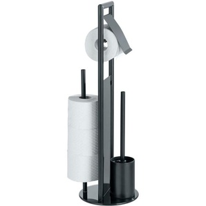 Wenko - WC-Garnitur Ravina Edelstahl schwarz- mit Toilettenbürste, Schwarz - schwarz