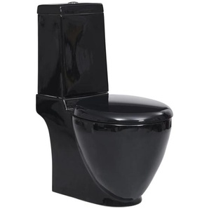 WC Keramik-Toilette Badezimmer Rund Senkrechter Abgang Schwarz