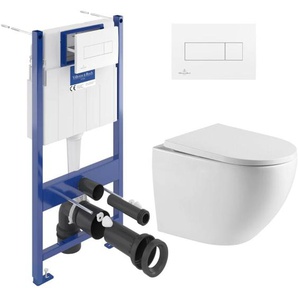 Villeroy&boch - WC-Paketrahmen + spülrandloses wc von Swiss Aqua Technologies + Double-Touch-Platte, Weiß (ViConnectFusionTQ-2)