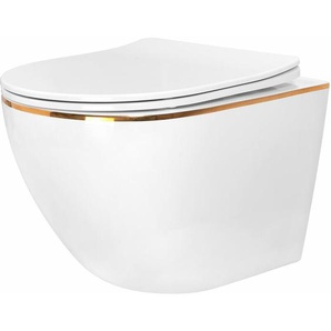 REA - wc schüssel randlos carlo mini white flat gold edge