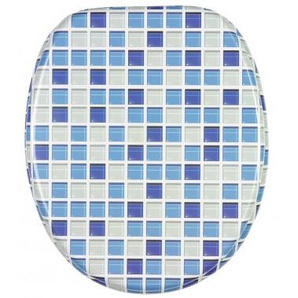 WC-Sitz mit Absenkautomatik Mosaik Blau - Premium Toilettendeckel direkt vom Hersteller