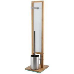 WC-Stand-Garnitur  Rivalta - holzfarben - Glas , Bambus, Edelstahl, Glas , Bambus, Edelstahl - 18 cm - 70 cm - 20 cm | Möbel Kraft