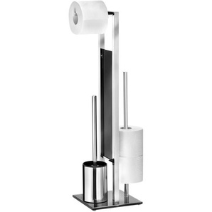 WC-Stand-Garnitur  Rivalta - silber - Glas , Edelstahl, Edelstahl, Glas - 18 cm - 70 cm - 20 cm | Möbel Kraft