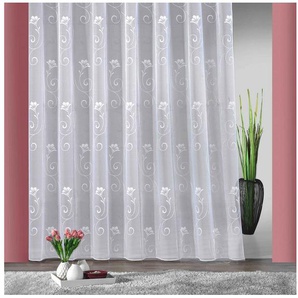 Weckbrodt Gardine Lilly, Smokband (1 St), halbtransparent, Jacquard, Jacquard, strukturiert, Allover,Motiv,floral,Bleiband, nach Maß, Store