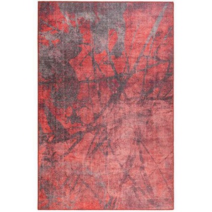 Wecon Home Kurzflorteppich Pepe Rot/Grau Rechteckig 190x290 cm (BxT) Abstraktes Design Polyester Chenille