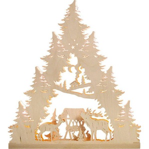Weigla LED Lichterbogen Hirschfamilie, Weihnachtsdeko (1-tlg), Lichterspitze, 7-flammig, Pyramidenform
