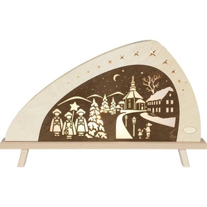 Weigla LED Lichterbogen Standleuchte, Weihnachten in Seiffen, Höhe ca. 32 cm (1-tlg), Holzkunst aus dem Erzgebirge, Weihnachtsdeko, Deko fürs Fenster