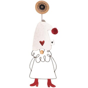 Weihnachtsanhänger Wichtelmann Good old friends Draht, Pappe grau, Designer Sarah Baumann, 16x7.5 cm