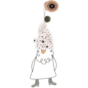 Weihnachtsanhänger Wichtelmann Good old friends Draht, Pappe grau, Designer Sarah Baumann, 18x7 cm