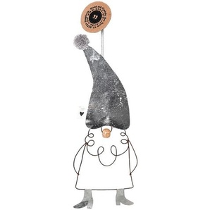 Weihnachtsanhänger Wichtelmann Good old friends Draht, Pappe grau, Designer Sarah Baumann, 19x7 cm