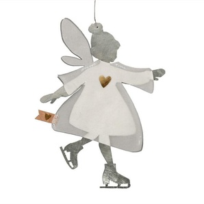 Weihnachtsanhänger Winterfee Good old friends Papier weiß, silberfarben, Designer Sarah Baumann, 16x11 cm