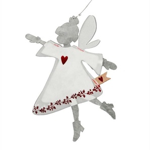 Weihnachtsanhänger Winterfee Good old friends Papier weiß, silberfarben, Designer Sarah Baumann, 16x11 cm