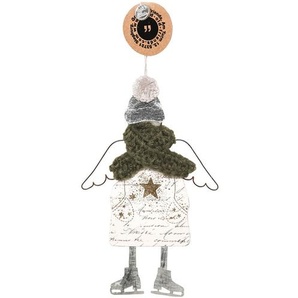 Weihnachtsanhänger Wunderengel Good old friends Draht, Pappe grau, Designer Sarah Baumann, 15x9.5 cm