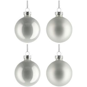 HOME STORY Weihnachtsbaumkugel 10er-Set - weiß - Glas,Aluminium - 6.0 | Möbel Kraft