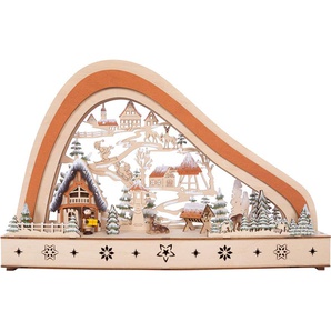 Weihnachtsdorf MYFLAIR MÖBEL & ACCESSOIRES Weihnachtsdeko Weihnachtsdörfer Gr. B/H/T: 9,5 cm x 29,5 cm x 44 cm, beige (naturfarben) Fensterdeko mit LED Beleuchtung, Höhe ca. 29 cm