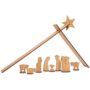Weihnachtskrippe Simply Christmas designimdorf Eiche, furniert braun, Designer Mascha Wolfram, Johannes Lindner, 22x42.5x5 cm