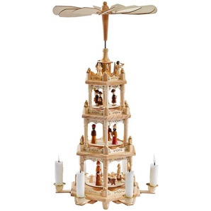 Weihnachtspyramide, Braun, Natur, Holz, 19x49x19 cm, zum Stellen, Dekoration, Weihnachtsdekoration, Winterdeko