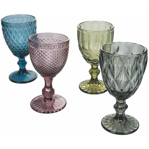 Weinglas VILLA DESTE Blend Trinkgefäße Gr. Ø 8,8 cm x 17 cm, 300 ml, 4 tlg., bunt Weinglas Weingläser und Dekanter Gläser-Set, 4-teilig, Inhalt 300 ml
