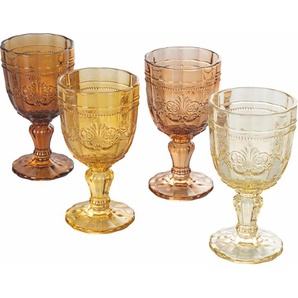 Weinglas VILLA DESTE Syrah Chocolate Trinkgefäße Gr. Ø 8,3 cm x 15,5 cm, 265 ml, 4 tlg., bunt (braun, bernsteinfarben, gelb) Weingläser und Dekanter Gläser-Set, 4-teilig, Inhalt 265 ml