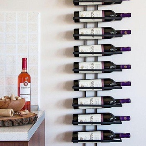 Weinregal Flaschenregal Metall Schwarz Wand Dies 116 cm für 10 Flaschen Flaschenständer Flaschenhalter
