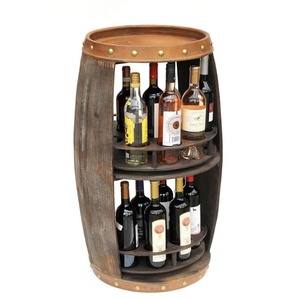 Weinregal Holz Braun 86 cm Weinfass Ablagen 360° Drehbar 9227-R Bar Flaschenregal Flaschenständer Fass Holzfass Weinschrank
