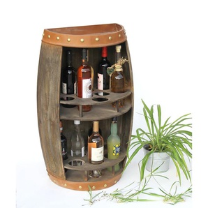 Weinregal Holz Weinfass Braun Halbrund 83 cm 9001-R Bar Flaschenregal Flaschenständer XL Fass Holzfass Weinschrank