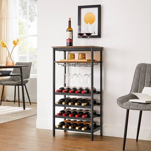 Weinregal Jamban II Ablagen: MDF Mitteldichte Holzfaserplatte , foliert Gestell: Metall, lackiert Braun 50 x 100 x 32cm