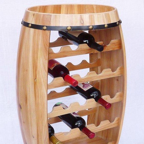 Weinregal Weinfass 0370 Fass aus Holz H-81cm Flaschenständer Regal Naturlack Bar