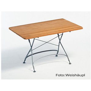 Weishäupl Tisch Classic 120*80 cm grün - Bandstahl / massive Teakplatte