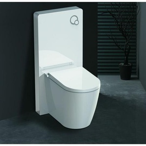 Weißglas Sanitärmodul für Stand-WC inkl. Betätigungsplatte