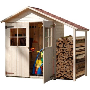 Garten-Geräteschrank WEKA Gr. 2 Gerätehäuser beige (natur) Geräteschränke BxTxH: 224x87x216 cm, mit Schleppdach
