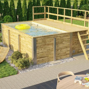 WEKA Gartenpool inkl. Sonnendeck - Innenfolie sandfarbenes Mosaik -
