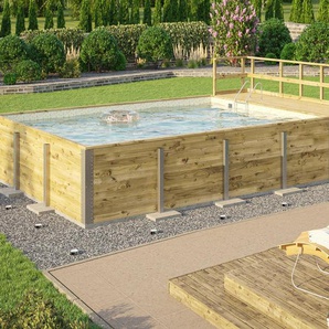WEKA Gartenpool inkl. Sonnendeck - Innenfolie sandfarbenes Mosaik -