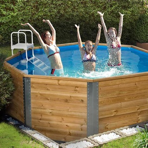 Weka-Massivholz-Gartenpool inkl. Abdeckhaube - naturfarben -