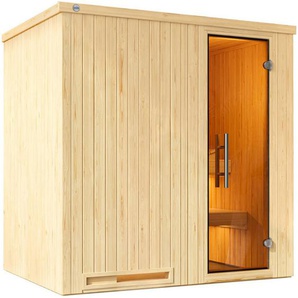 weka Sauna Elementsauna HALMSTAD 1, BxTxH: 194 x 144 x 199 cm, 68 mm, vorgefertigte Elemente, moderne Ganzglastür