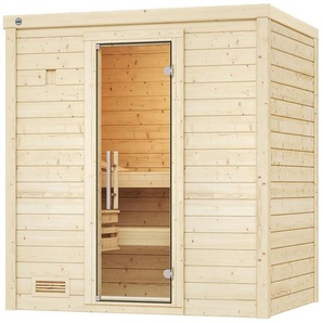 weka Sauna Massivholzsauna BERGEN 1, BxTxH: 195,5 x 145 x 205 cm, 45 mm, Blockbohlen, moderne Ganzglastür