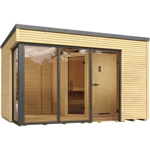weka Saunahaus Design-Saunahaus Cubilis, BxTxH: 388 x 314 x 249 cm, 45 mm, Blockbohlen, modernes wekaLine-Profil