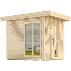 weka Saunahaus Design-Saunahaus KUOPIO 2, BxTxH: 263 x 303 x 253 cm, 45 mm, Blockbohlen im wekaLine-Profil, bodentiefes Fensterelement