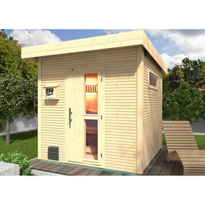 Weka Saunahaus Kuopio natur 238 x 238 cm mit Ofen BioS 9 kW